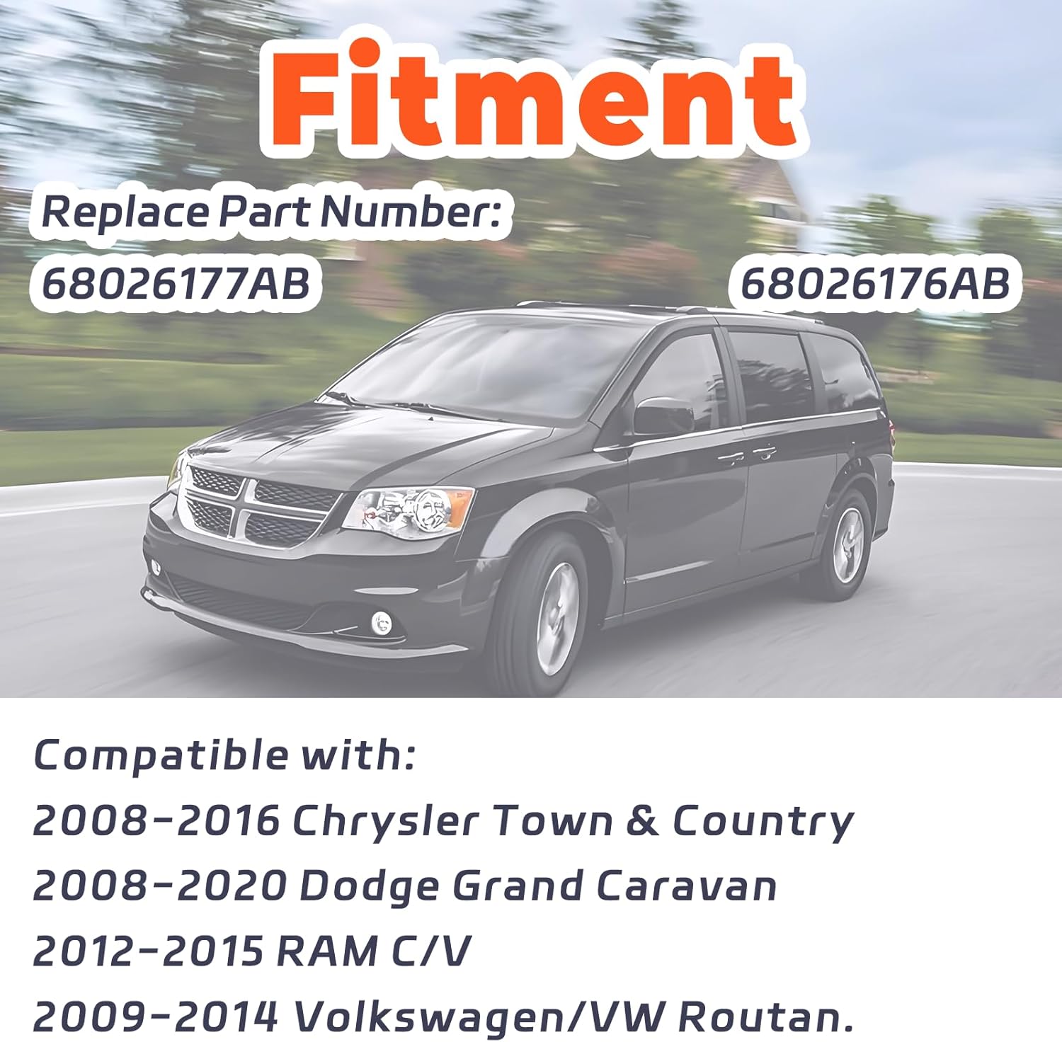 Driver Left Side Mirror Fit For 2008-2016 Chrysler Town & Country 2008-2020 Dodge Grand Caravan Heated Power Adjustable OEM Fit Replace 68026177AB 68026176AB