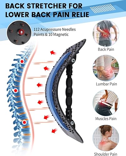 Miniatura 2 de HOEUSH Masajeador lumbar para espalda y espalda, soporte multinivel, control de calor y velocidad, negro, ciática, funciona con pilas, uso doméstico
