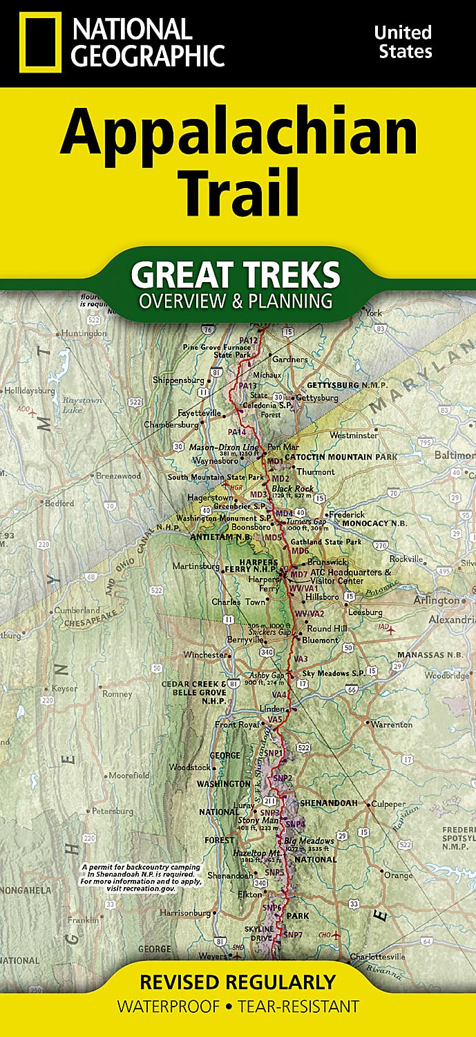 Appalachian Trail Overview and Planning Map: Destination Map (National Geographic Trails Illustrated Map, 5501)