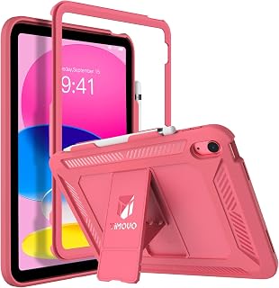 for iPad 10th Generation Case 2022, 10th Gen iPad Case with Pencil Holder, Heavy Duty Shockproof Rugged Protective Cover for Kids Girls iPad 10 Case 10.9 Inch 2022 Release, Watermelon Red