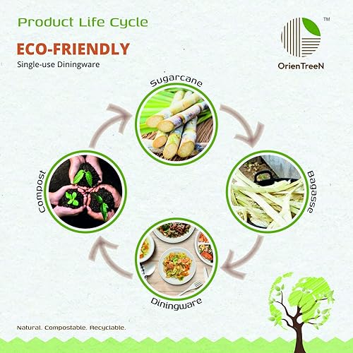 Miniatura 9 de Platos de papel 100% compostables para aperitivopostre de 7 pulgadas, resistentes paquete de 125 Plato de bagazo blanco desechable ecológico, hecho