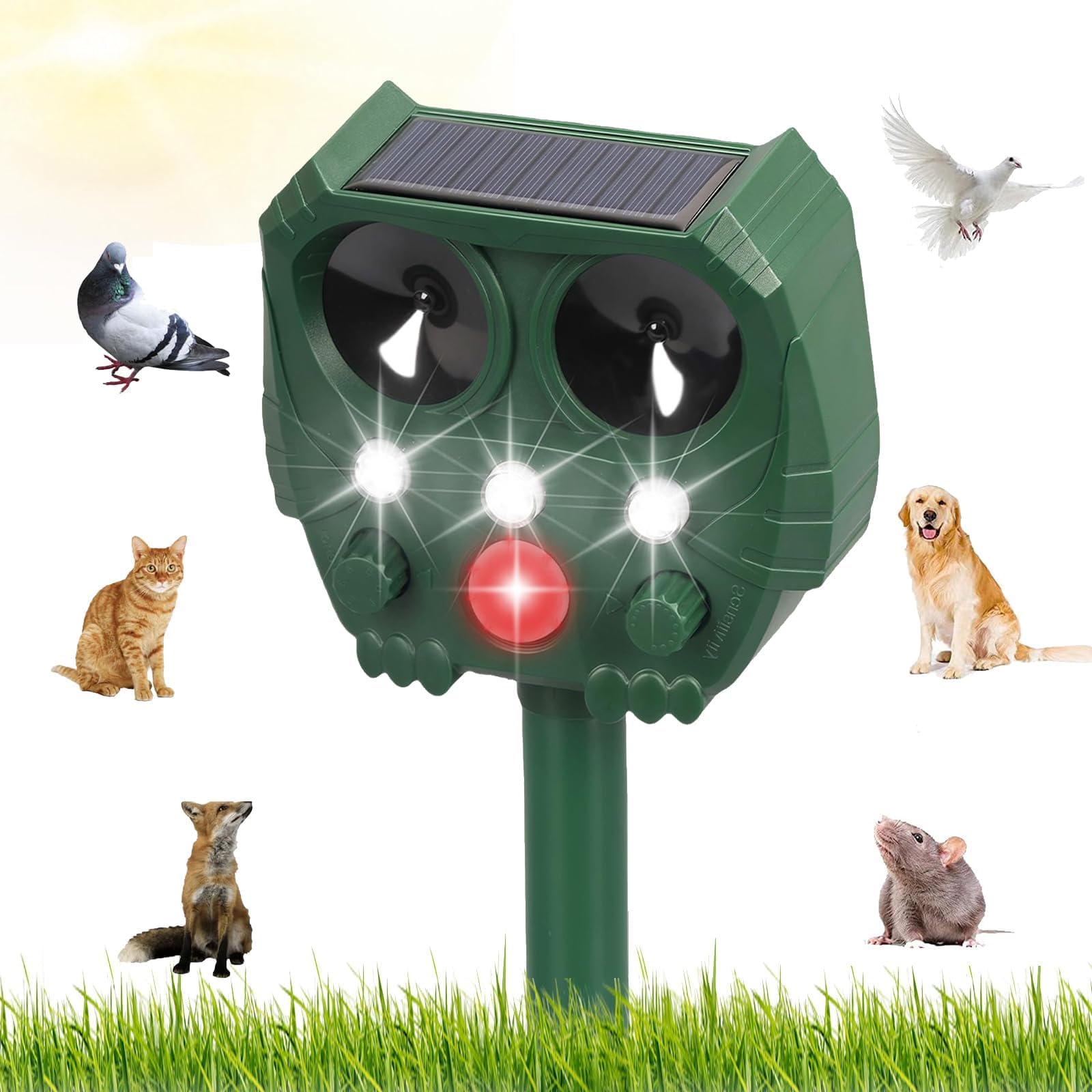 Repellente Per Gatti Da Giardino - Repellente Per Animali Domestici Ad Ultrasuoni Alimentato Ad Energia Solare Con Sensore Pir E Flash Repellente 98591271