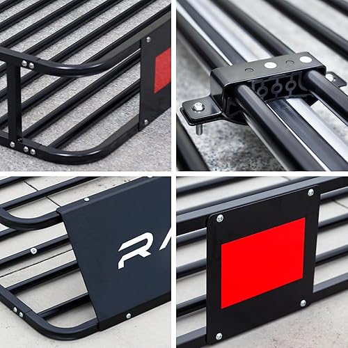 Miniatura 5 de Racketon Cesta de techo grande de 84 x 50 x 10 pulgadas, sin óxido para SUV, minivans, camión, cesta de carga resistente de 400 libras