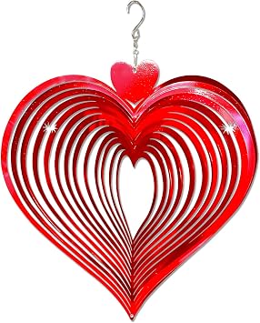 FONMY Wind Spinner Love 12 inches 3D Stainless Steel Laser Cut Metal Art Geometric Pattern - Hanging Wind Spinner, Kinetic Yard Art Decorations - Indoor/Outdoor Decor...