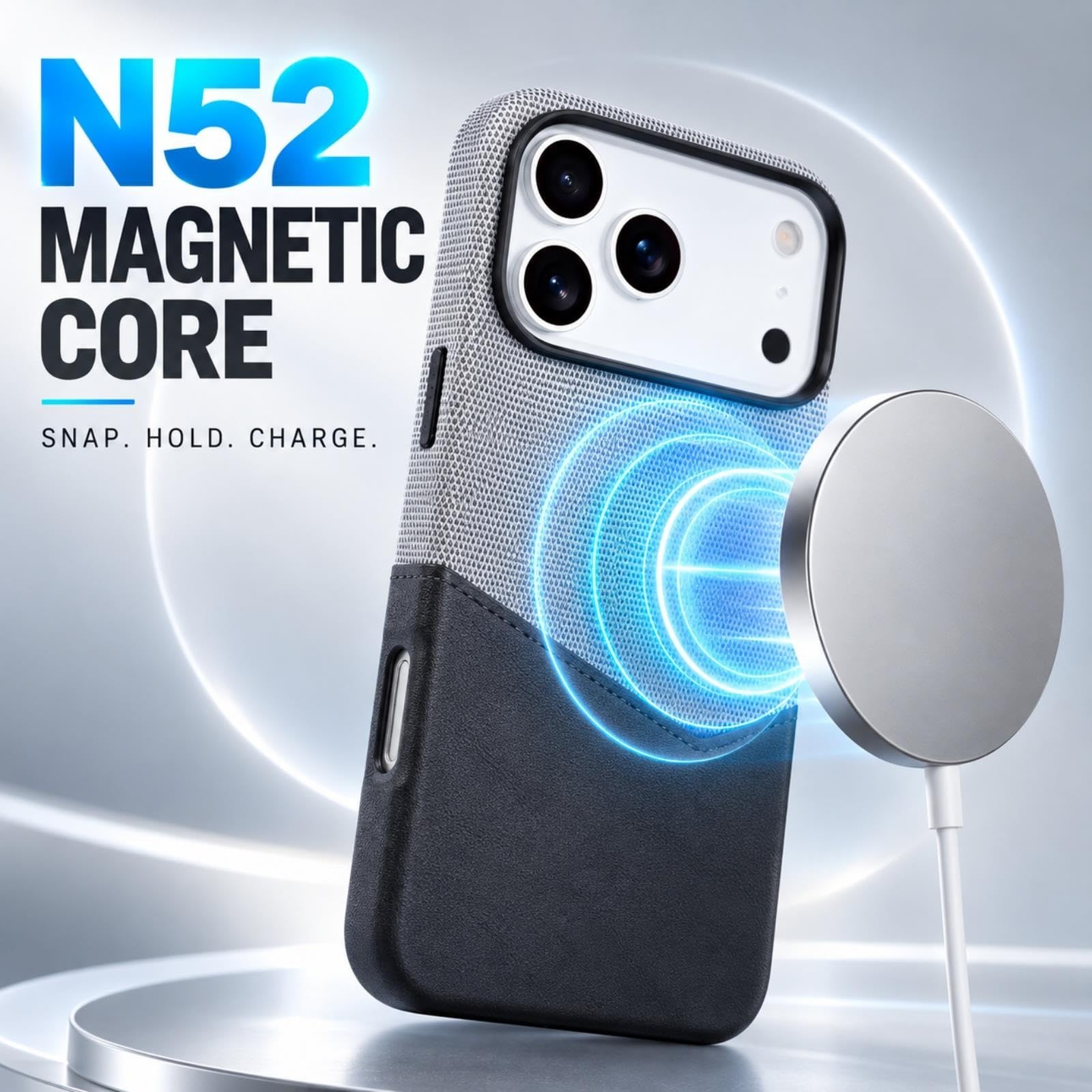 Kartenfach Hülle für iPhone 18 Pro/Pro Max, magnetisch, Kunstleder & Stoff