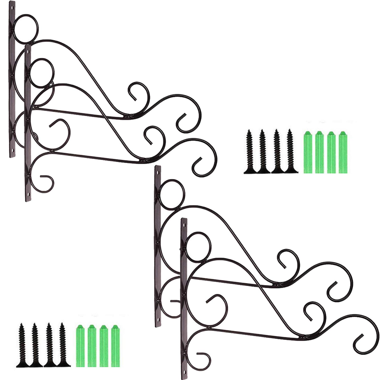TIHOOD 4PCS Metal Plant Bracket Iron Wall Mount Lanterns Hangers for Hanging Bird Feeders, Lanterns, Wind Chimes, Planters, Outdoor Decoration Hooks-image-49