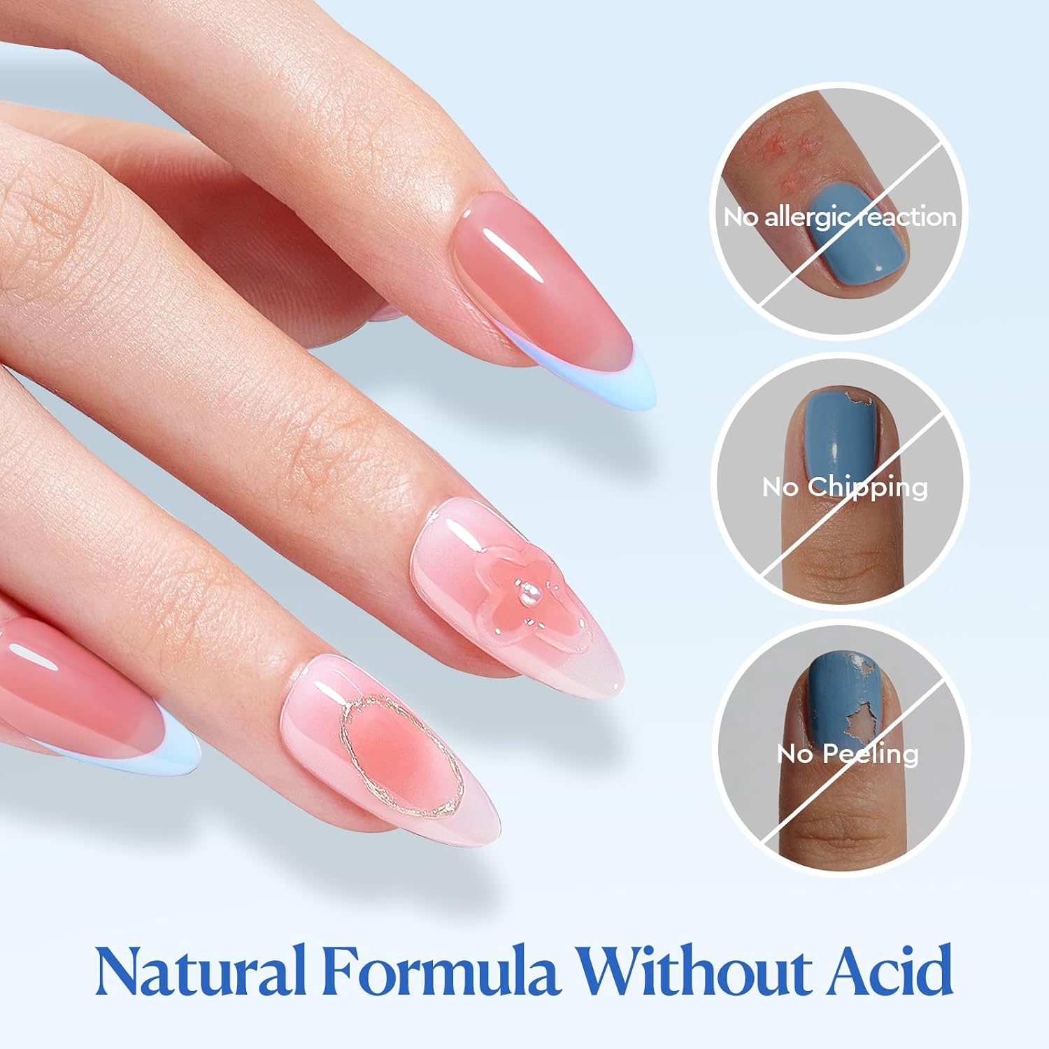 AZUREBEAUTY Nail Primer and Dehydrator with Builder Nail Gel Set, Acid Free Primer Dehydrator for Acrylic and Gel Nail Polish, Clear Builder for Strengthener Thickening Apex Building, LED Lamp Cured