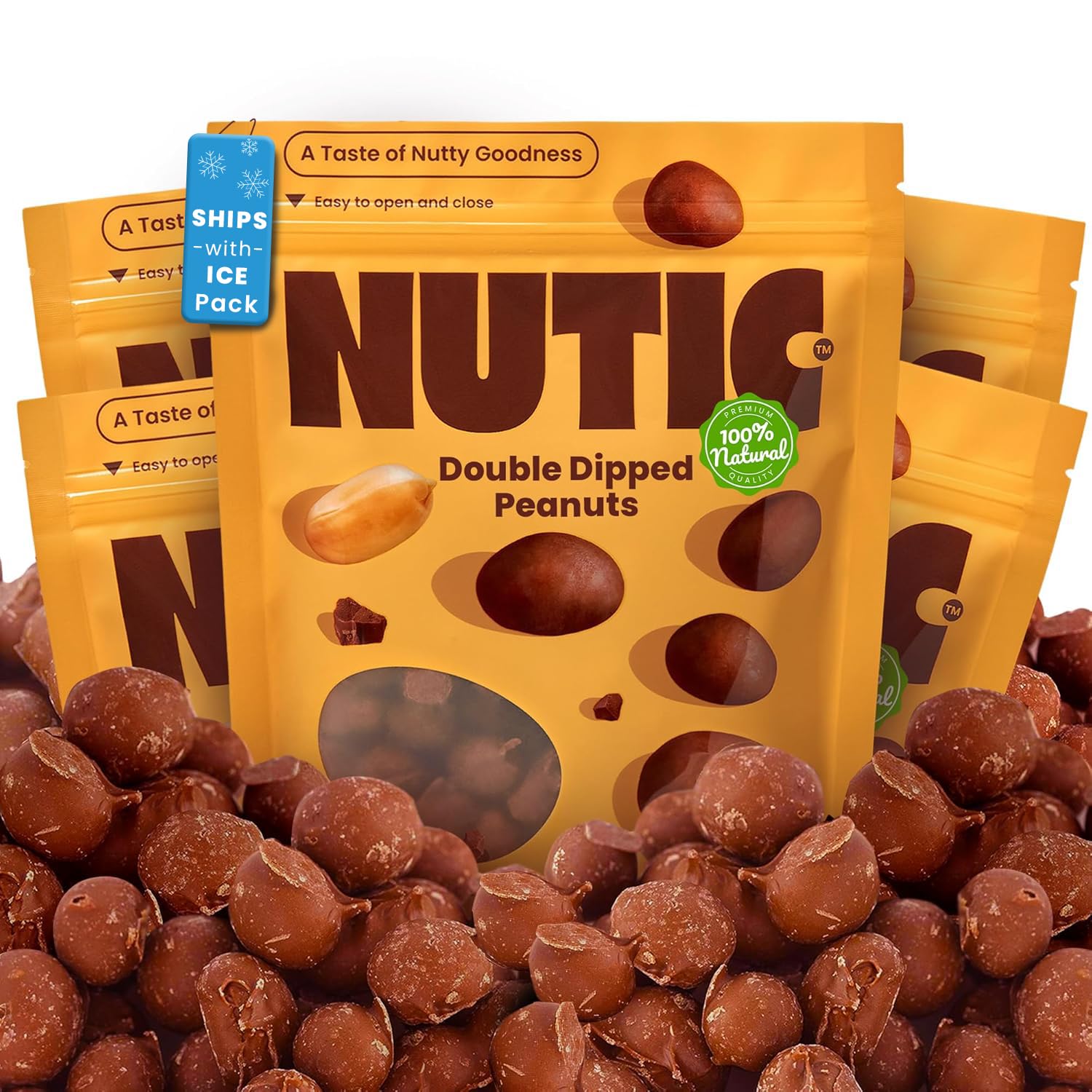 Nutic Milk Chocolate Covered Peanuts - 5 Lb. Double Dipped Premium Gourmet Milk Chocolate Peanuts Perfect for Snacks & Gifts, Made in USA - (Pack of 1)