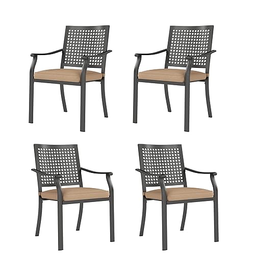 PHI VILLA Metal Outdoor Dining Chairs Set of 4 -