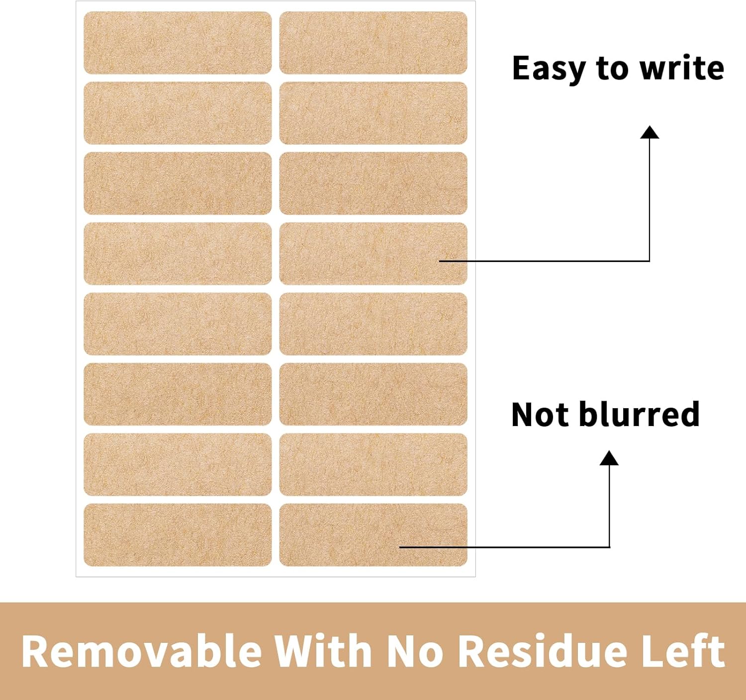 Removable Kraft Label Stickers- Writable Gift Tag Stickers Labels, Self-Adhesive Brown Kraft Label for Essential Oil Bottle, Jars, Food Storage or Gift Decoration-240 PCS - Image 3