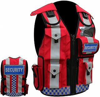 SPALL PRO US Security Vest Safety Enforcement Vest High Visibility Reflective High Visibility Reflective with Pockets and Zippers Construction Reflective Work Vest For Men/Red