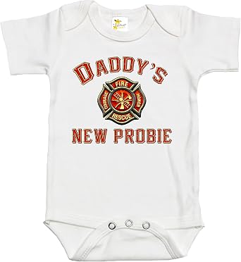 Rapunzie Baby Bodysuit - Daddys New Probie Firefighter Baby Clothes for Infants