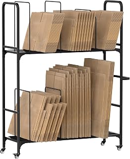 Carton Cart Stands, 2 Tier Cardboard Organizer Box with Dividers