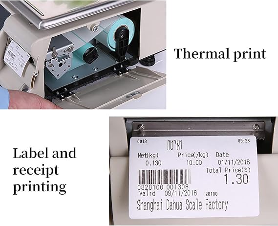 Label Printing Scale Pole Display, Commercial Digital Counting Scales, Price Computing Scale, Double-Sided Display, 15kg/30kg Capacity for Supermarket Trade/Retail Store 15KG