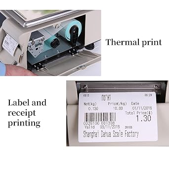 Label Printing Scale Pole Display, Commercial Digital Counting Scales, Price Computing Scale, Double-Sided Display, 15kg/30kg Capacity for Supermarket Trade/Retail Store 30KG