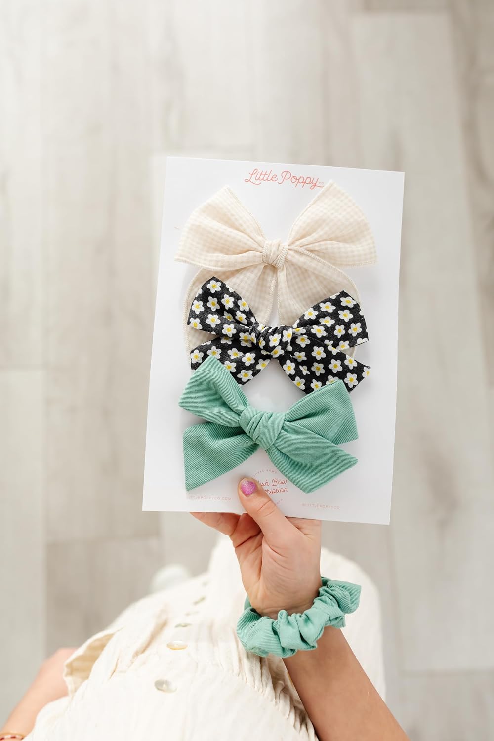 Little Poppy Co. Three Hair Bows Set - Stylish Handmade Accessories for Newborns,Babies and Toddlers | Premium Quality Headbands image 5