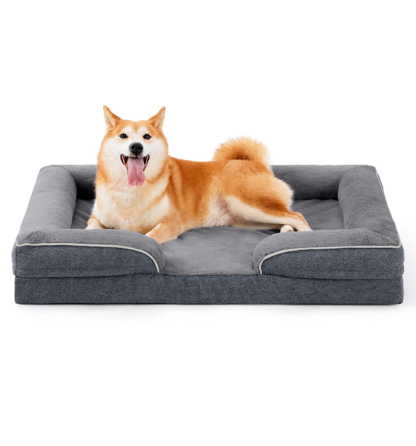 MADE 4 PETS Orthopedic Dog Bed for Medium Large Dogs, Supportive Foam Medium Large Pet Bed Sofa with Washable Removable Cover, Waterproof Dog Couch Bed, Non-Slip Bottom and Egg-Crate Foam, Grey, Similar*