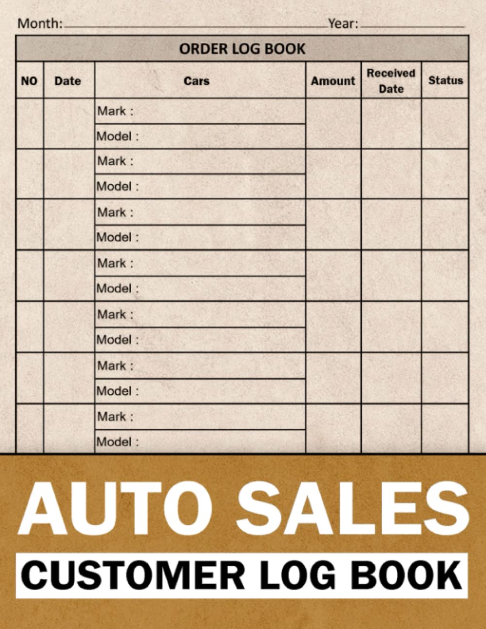 Auto Sales Customer Log Book Cars Sales Logbook for New and Used Car