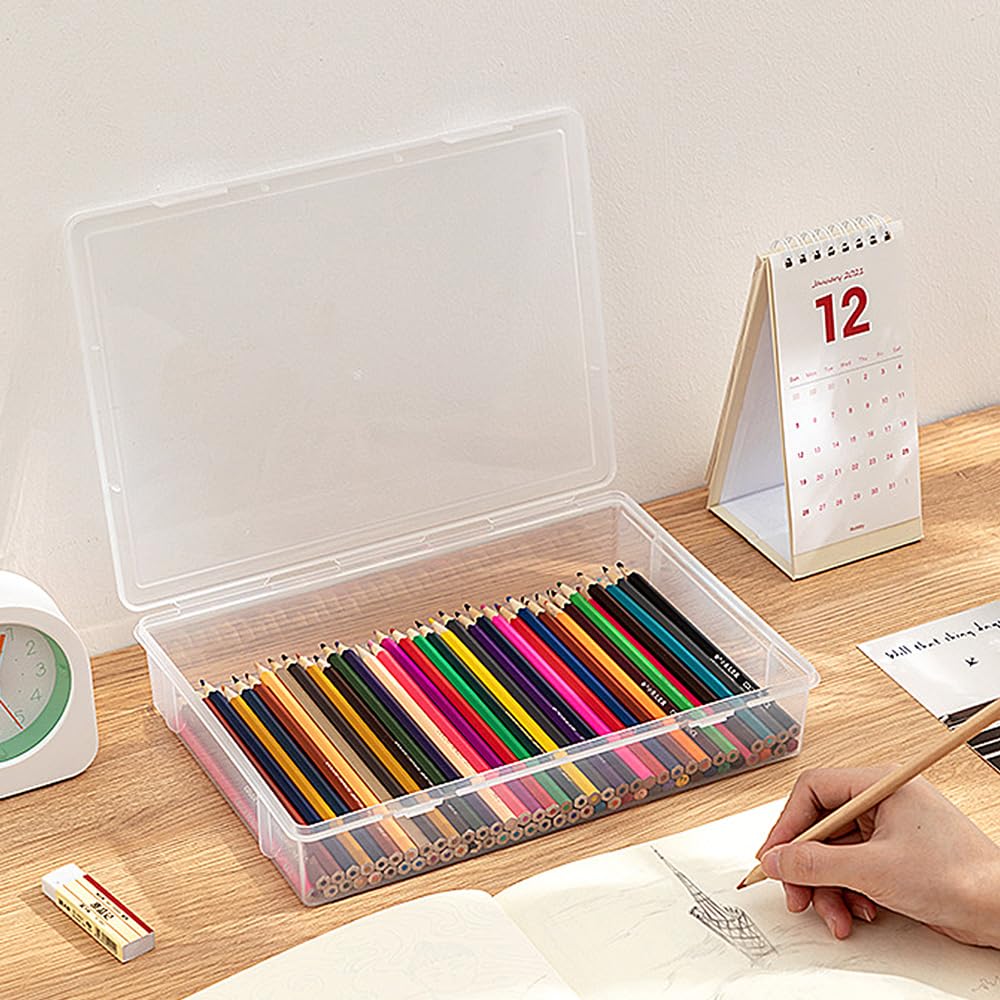 Boîte à Crayons Empilables Transparentes 3 Pièces Boite Rangement Feutre en Plastique Rangement Stylo Bureau Transparent Boîte de Rangement Crayon de Couleur pour Ranger Crayons, Pinceaux