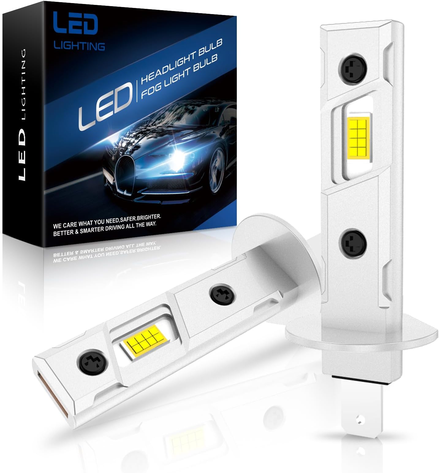 SHINYY H1 LED Headlight Bulb, 2026 20000LM 6500K White LED H1 Car Headlight Bulbs CANbus Error Free for High Beam Low Beam or Fog Light, 1:1 Replaces Halogen Lamps, Plug&Play, Pack of 2