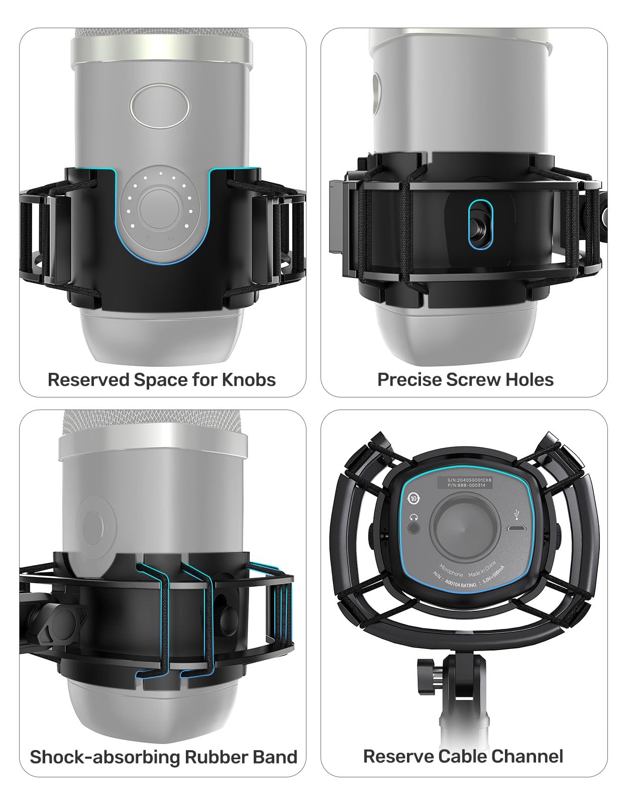Soporte para micrófono Blue Yeti X Shock Mount 2025 con suspensión antivibración, soporte elástico para micrófonos con adaptador de tornillo compatible con micrófono Yeti X