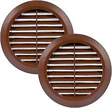 Vent Systems 4" Round Plastic Ventilation Grille with Louvers and Integrated Mesh Screen for Bathroom Kitchen Indoor Outdoor Use - Brown (Pack of 2)
