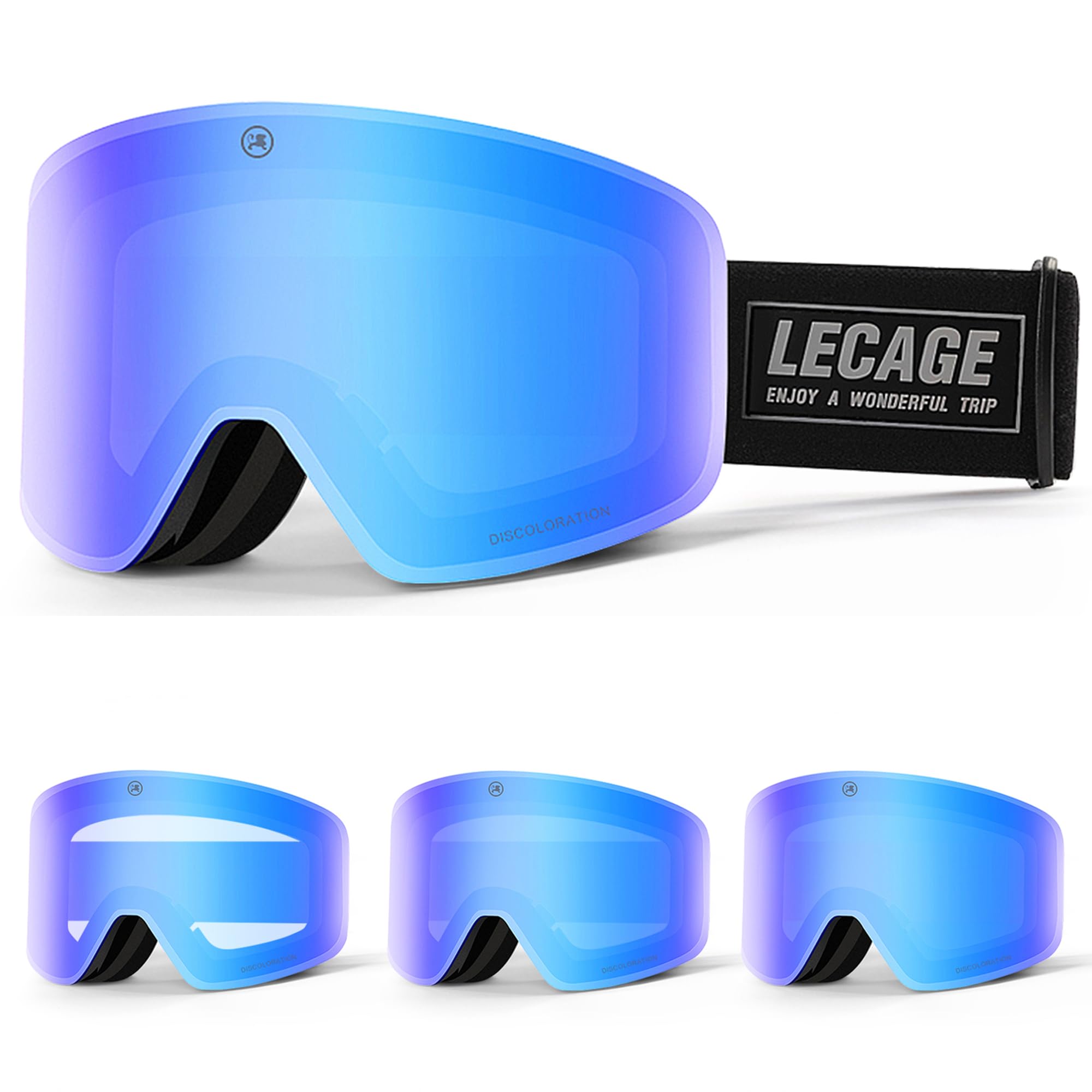 OTG Lunettes de ski photochromiques sans cadre - Adaptives à la lumière - Anti-buée - Protection UV - Pour homme et femme