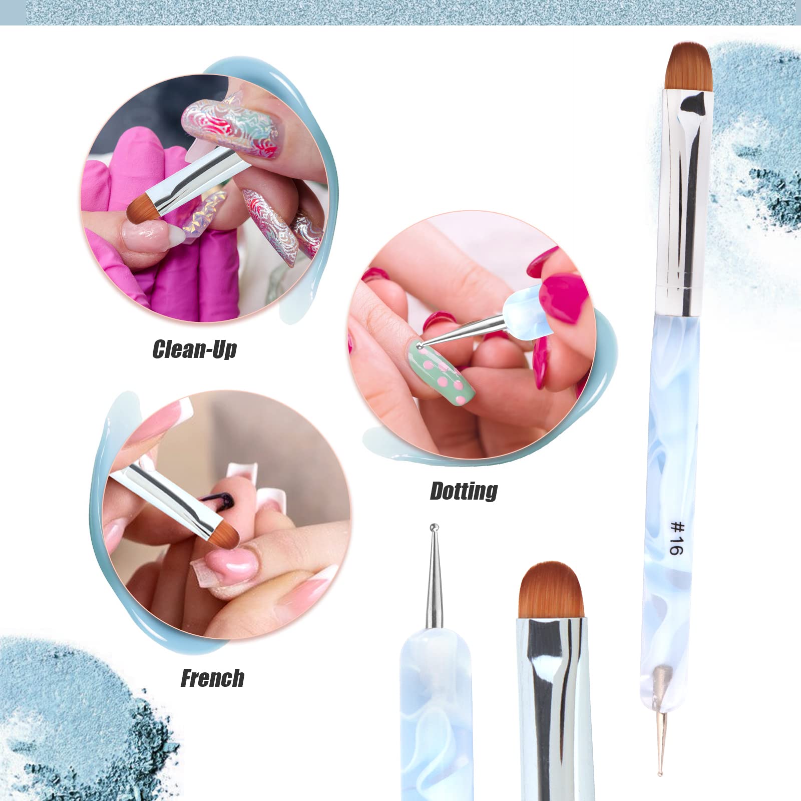 Vanfa French Brush For Nails, Clean Up Brush For Gel Polish, F14 (Pack Of 2)