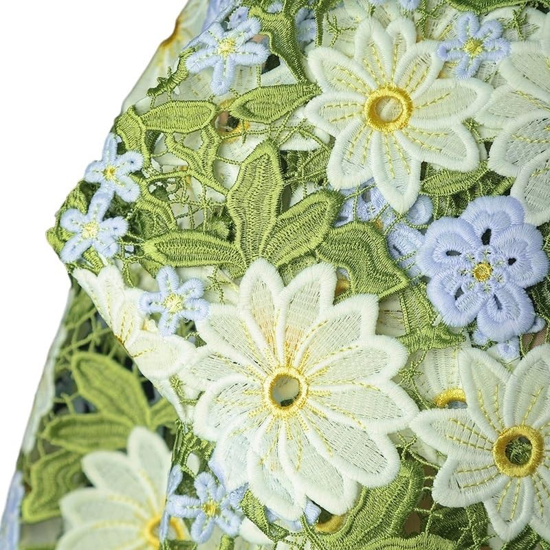 Tissus Couture Tissus à fleurs brodées vertes 50x130cm, for bricolage, couture de vêtements, chapeau, robe, vêtement, décor fond, tissu créateur artistique(100x130cm)