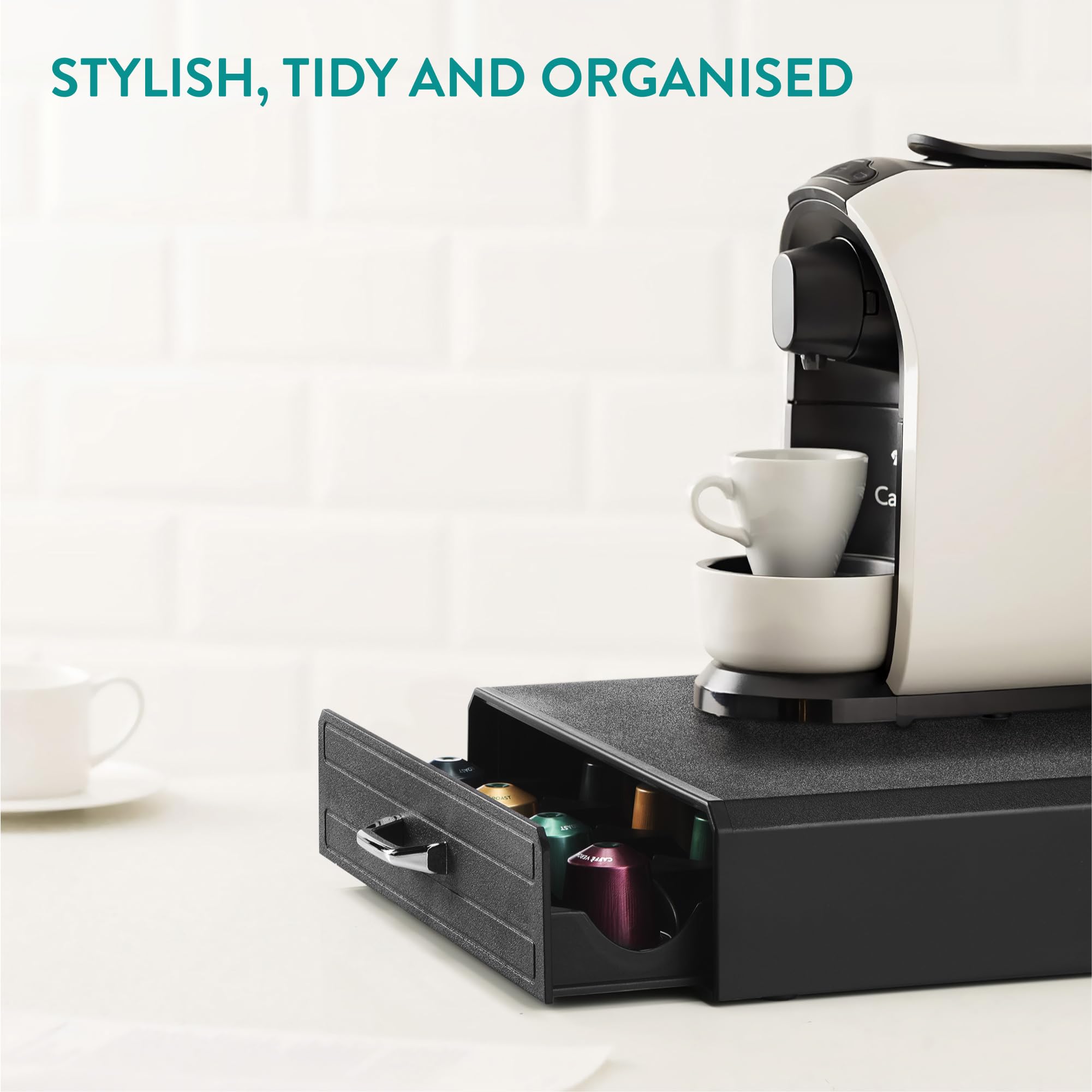 Navaris Tiroir à Capsule de Café - Rangement Support pour Dosette Machine à Café Nespresso Vertuo - Distributeur Range-Dosette pour Capsules Vertuo 43 x 23,6 x 5,8 cm