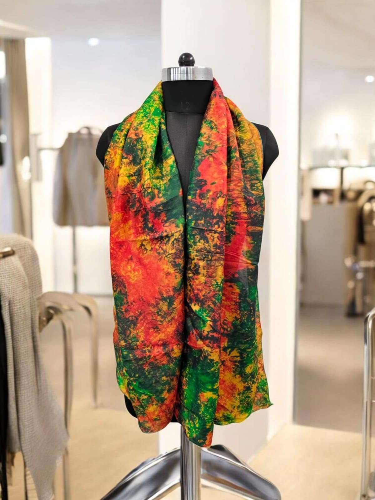 Pañuelo de seda para mujer, teñido anudado, 5 piezas, Multicolor, M