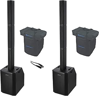 Rockville Titan Array System V2 Bundle: (2) 3200W Peak Powered Column Array Speakers with Dual 10" Subs, RCXFM20E-B 20' Female to Male XLR Mic Cable Black 100% Copper, 3 Items