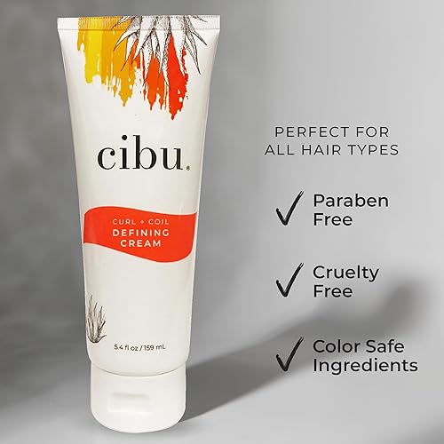 Miniatura 2 de CIBU Curl + Coil Defining Cream  Fijación de larga duración para cabello ondulado natural, enrollado y rizado  Para cabello afroamericano  5.4 onzas