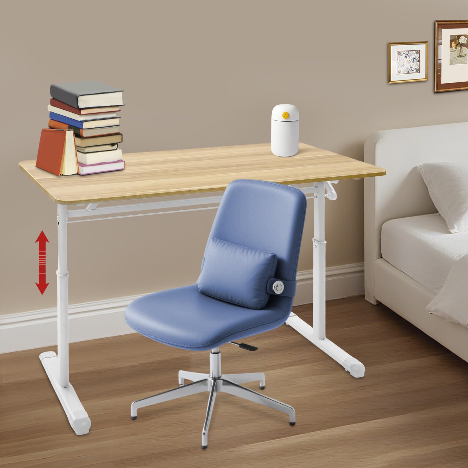 Escritorio de altura regulable 120 x 60 cm, escritorio de pie manual, altura ajustable, 65-90 cm, mesa de oficina/salón con capacidad de carga de 100 kg