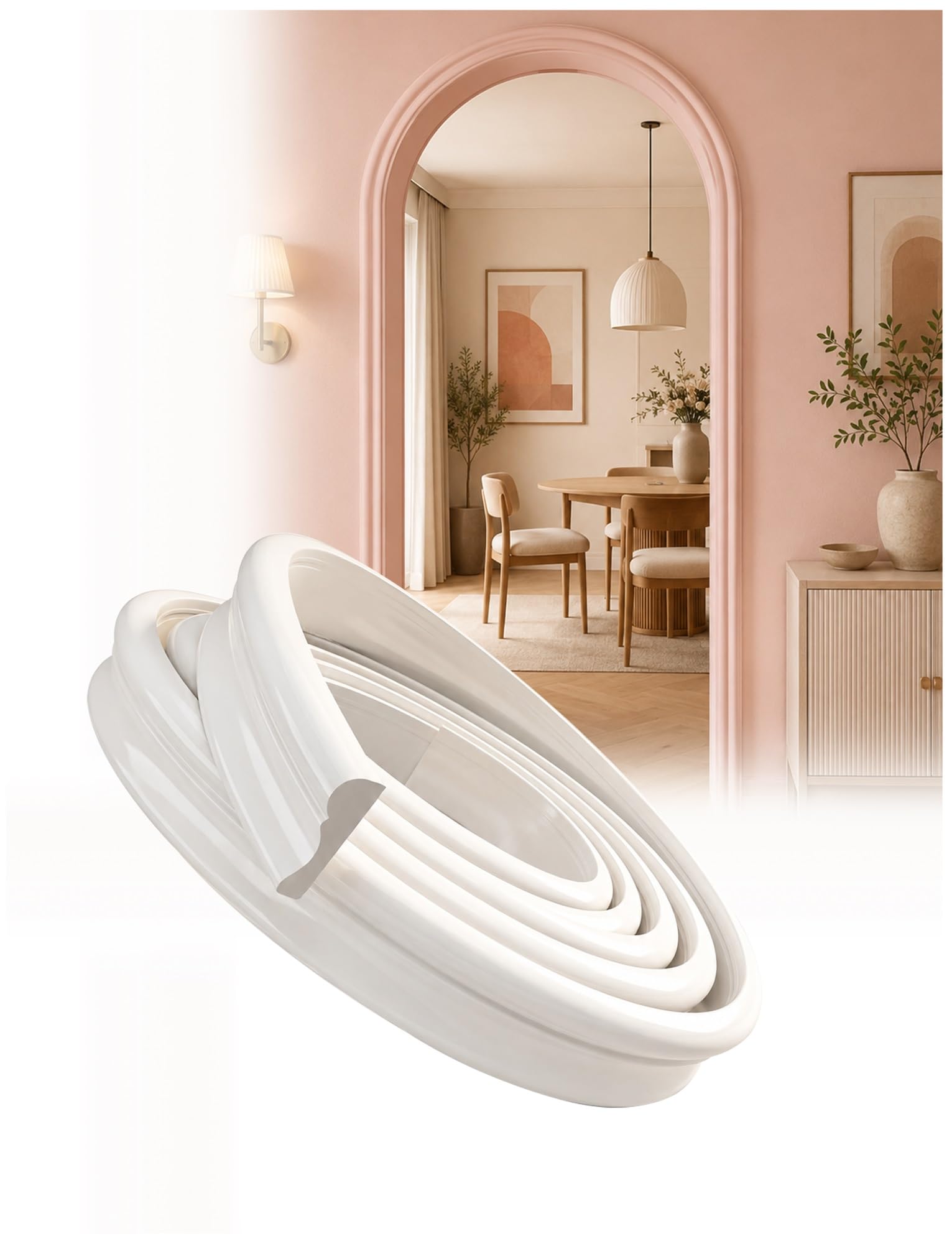 Moldura de arco de PVC premium: perfil flexible y cortable para marco curvado