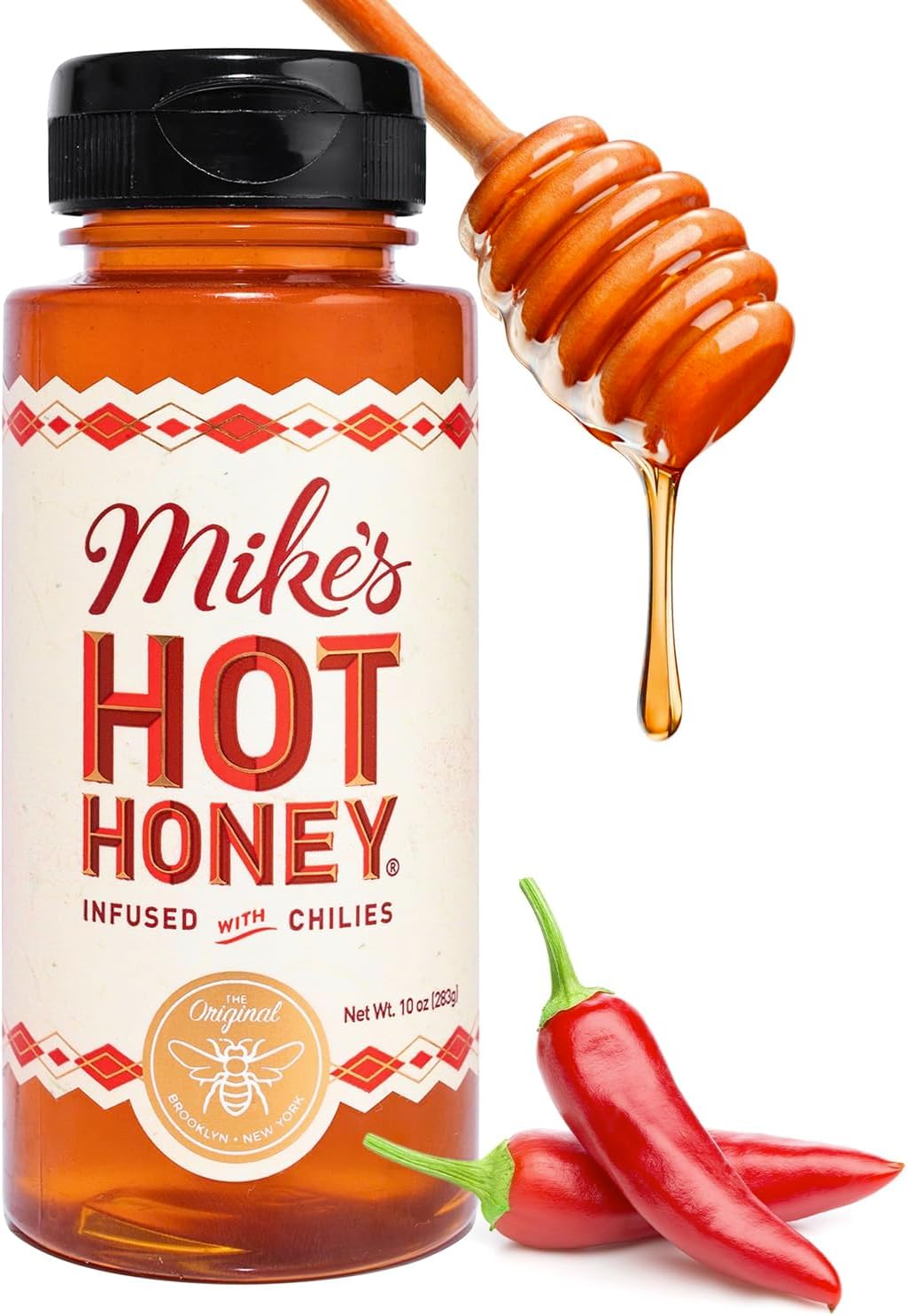 Mike's Hot Honey, America's #1 Brand of Hot Honey, Spicy Honey, All Natural 100% Pure Honey Infused with Chili Peppers, Gluten-Free, Paleo-Friendly (10oz Bottle, 1 Pack)