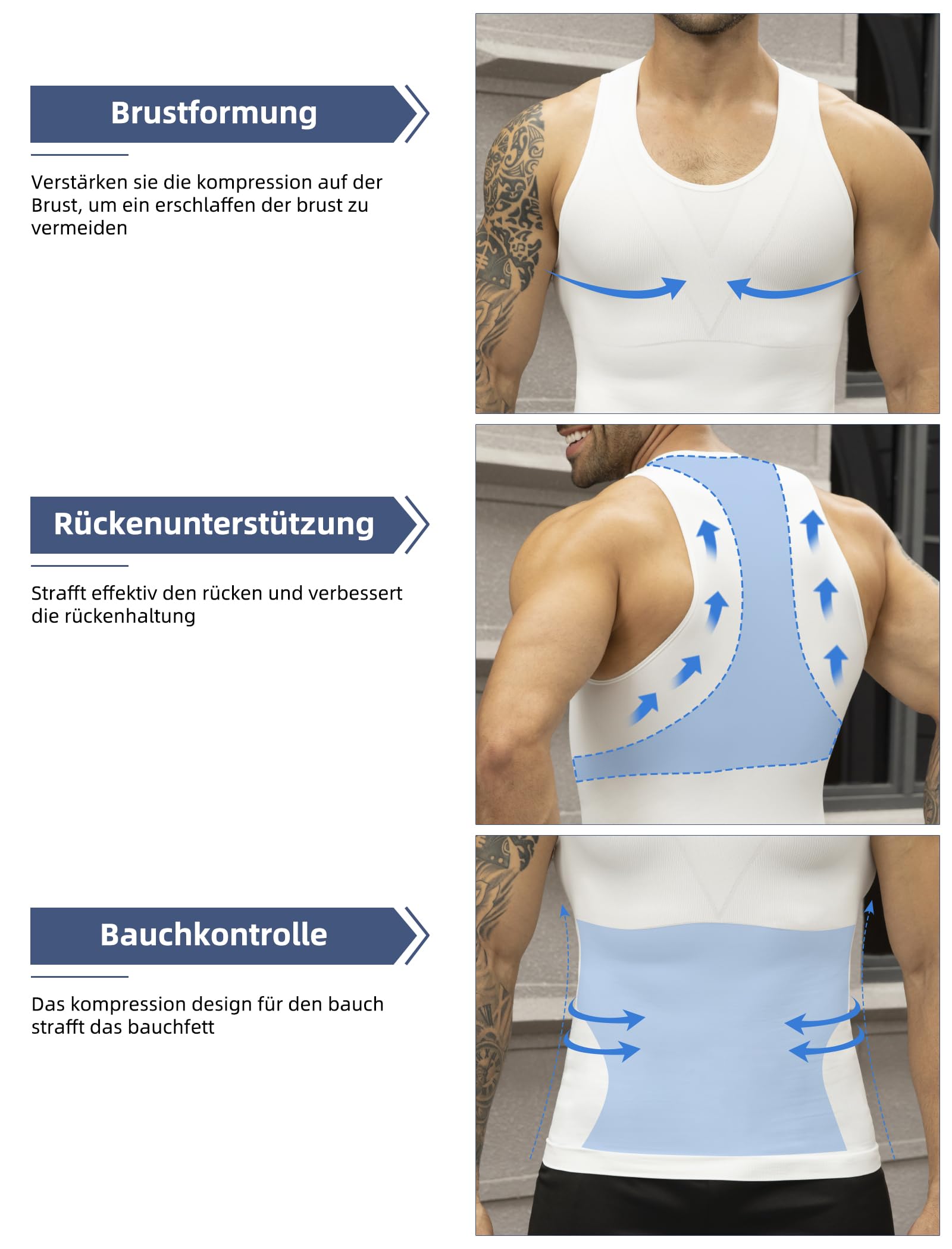 MISS MOLY Shapewear Tank Top Herren Kompressionsshirt Nahtloses Bauchweg Unterhemd Herren Taillenformer Body-Shaper Männer Ärmellos Bauch Top Weste