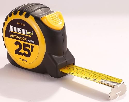 Miniatura 3 de Johnson Level & Tool 1804-0025 Cinta de alimentación con bloqueo automático, 25 pies, negroamarillo, 1 cinta