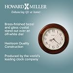 Howard Miller Brentwood Horloge murale 620-168 – Finition cerise Windsor de 11,5 pouces, lunette ronde en laiton fini, décor maison naturel, cadran blanc cassé, montre mouvement Quartz