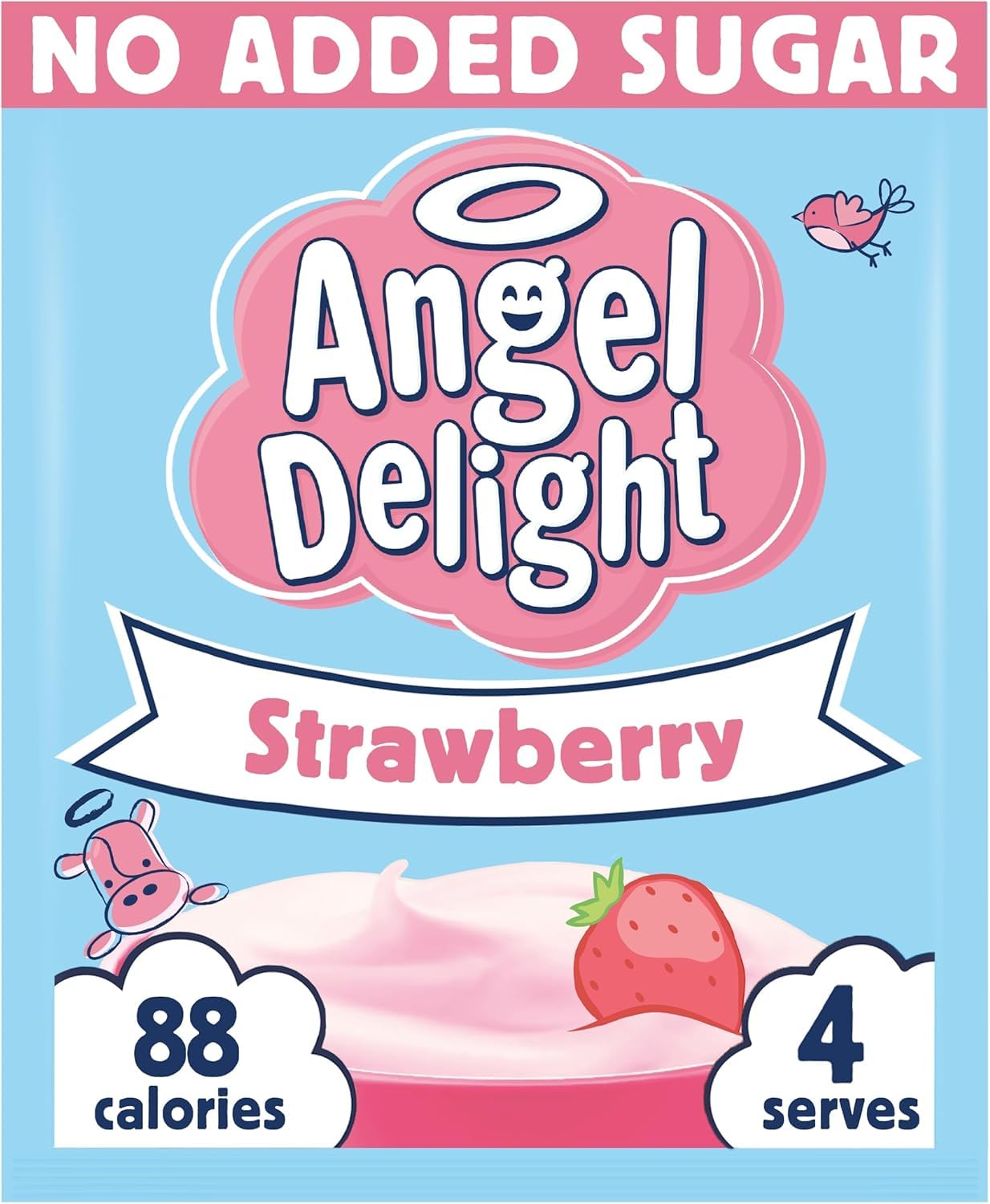 Angel DelightSmooth & Creamy No Added Sugar Strawberry Flavour Instant Dessert Mix, 47 g Sachet (Pack of 1)