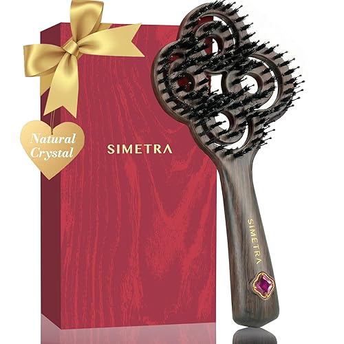 SIMETRA Cepillo de pelo Lucky para mujeres y hombres, cepillo desenredante chapado en oro de 14 quilates, cepillo desenredante para todo tipo de