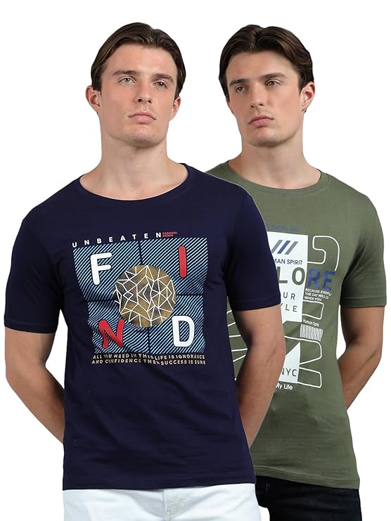 Dollar Pack of 2 Cotton Printed Men Tshirt