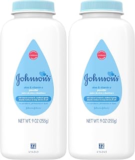 Johnson's Hypoallergenic Baby Powder with Aloe & Vitamin E, Cornstarch, Paraben-Free Dye-Free, 1.5oz Pack of 2 for Delicate Skin