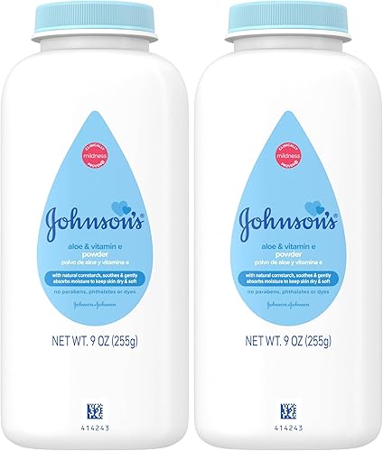 Miniatura 10 de Johnsons Baby Polvo con aloe y vitamina E de maicena derivada natural hipoalergénico 9 onzas