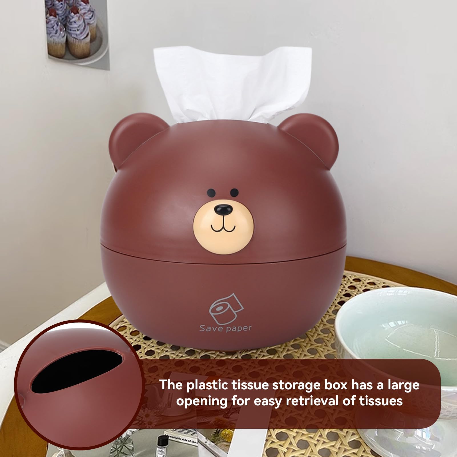 Amazon｜かわいいティッシュボックスカバー 丸い熊の頭の形の