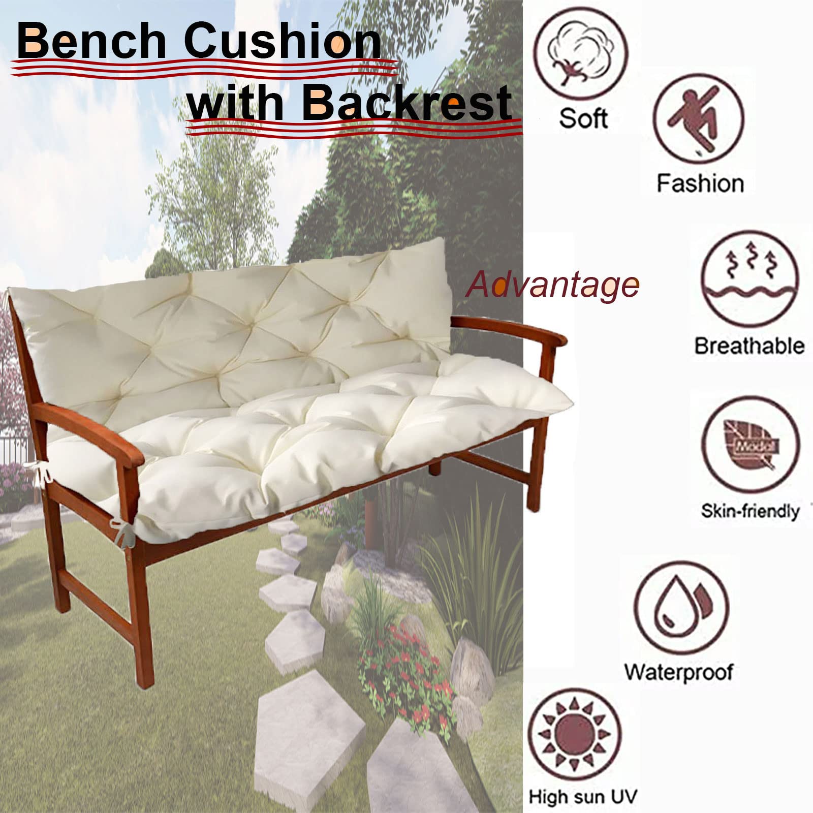 Morbido cuscino per panca, antiscivolo, in memory foam, per mobili da interni, cuscino lungo per altalena, portico, lavabile, con copertura rimovibile