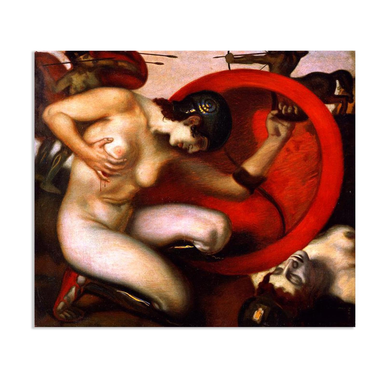Hau3sh3a Franz von Stuck Wall Art Print Wounded Franz Stuck Painting Reproduction Artwork Abstract Classic Wall Decor for Living Room Bathroom Office 90x70cm(36x28in) Frameless