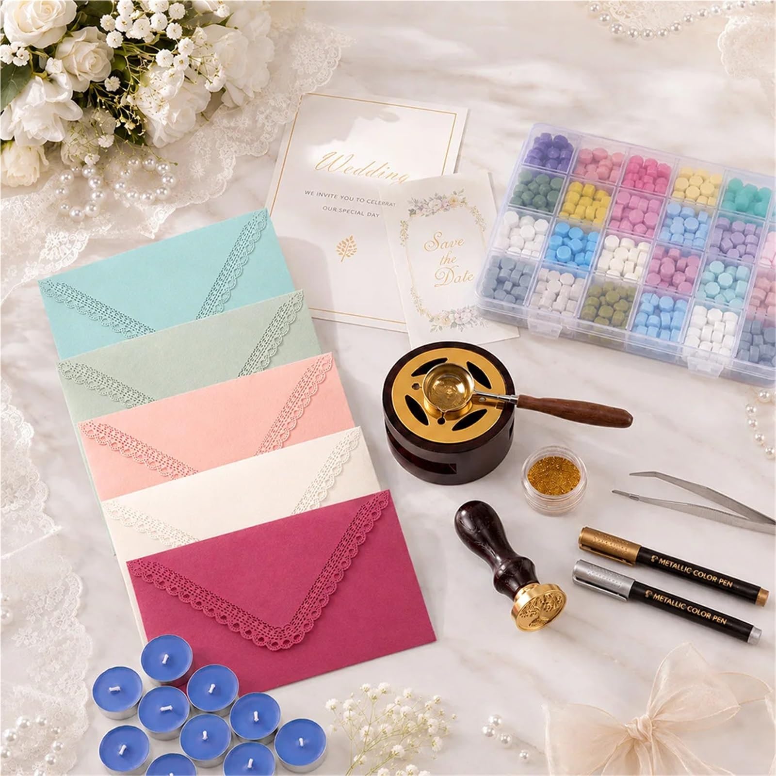Ceralacca Set Di Timbri for Sigillo Di Cera | Kit di sigillatura laccato Forniture artigianali fai-da-te Scrapbooking Decorazioni for inviti for feste di matrimonio