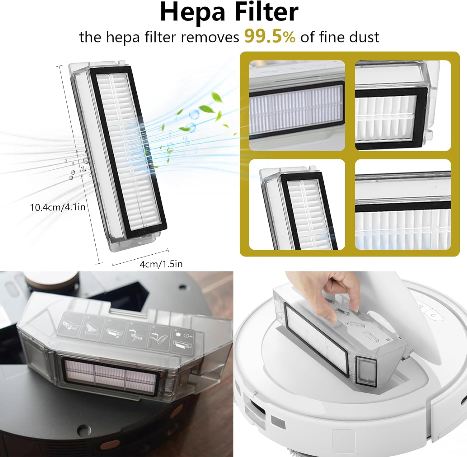 L20 Ultra/L20 Ultra Complete/L30 Ultra/L30 Ultra Complete Replacement Parts for Dreame Vacuum Cleaner, Accessory Kit: 2 Main Brushes, 6 Side Brushes, 4 HEPA Filters, 6 Dust Bags, 8 Wipes-Yivy 28PCS