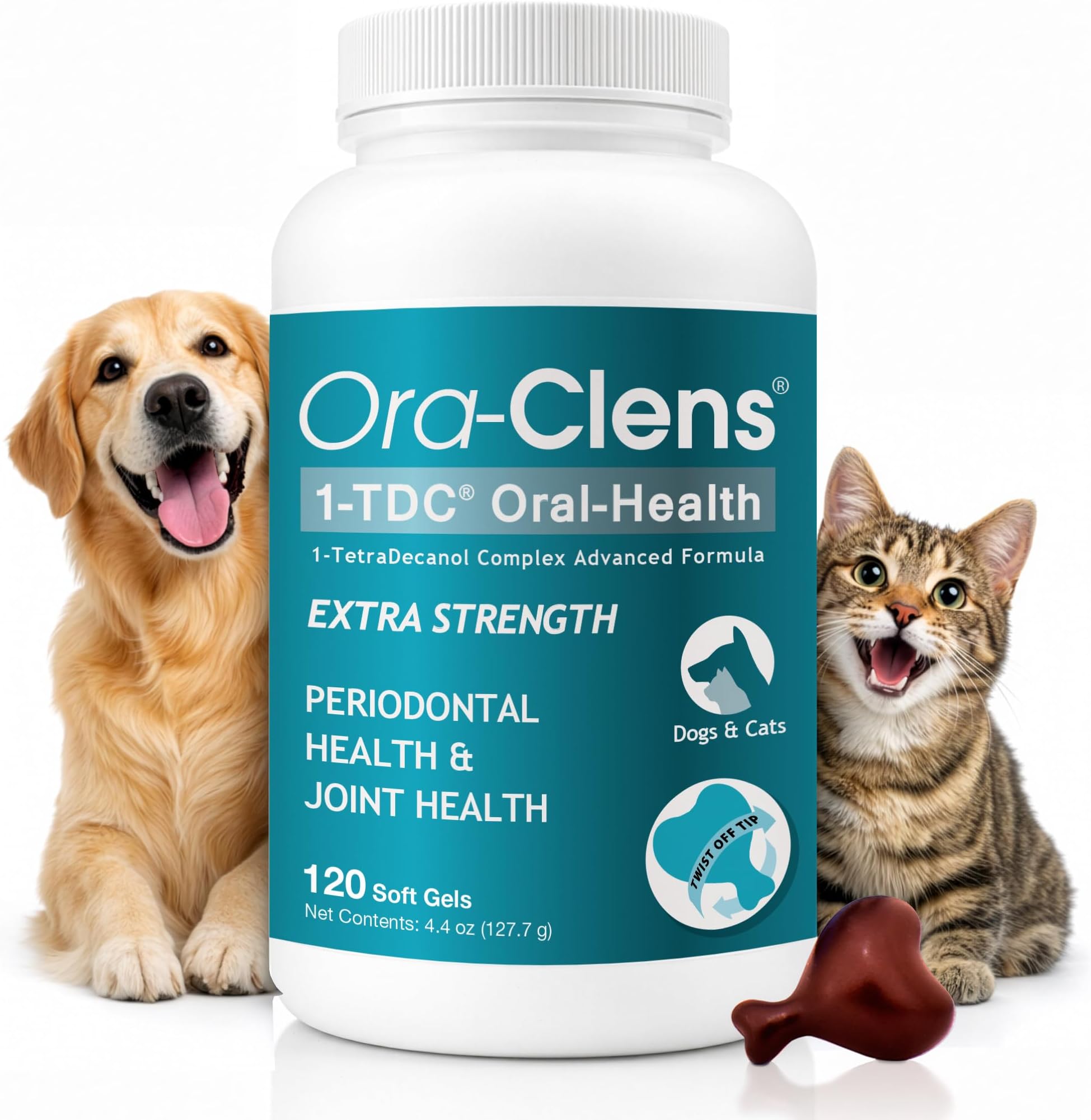 1-TDC Periodontal Supplement ES for Dog & Cat, Supports Oral, Hip & Joint Health, Muscle & Stamina Recovery, Skin & Coat Health, 120 Capsules